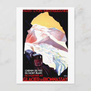 Mont Blanc,mountain France, vintage railway travel Postcard
