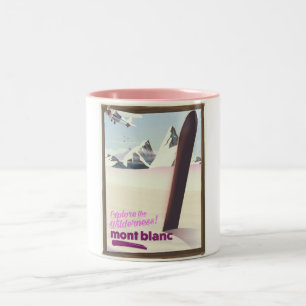 mont blanc Snowboarding travel poster. Two-Tone Coffee Mug