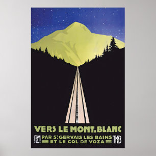 Mont Blanc Travel Poster Vintage French Alps Train