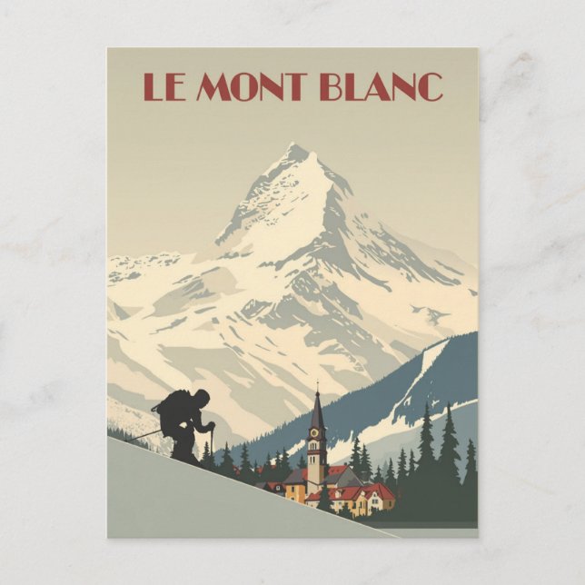 Mont Blanc Vintage Ski Poster Postcard (Front)