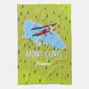 Mont Cenis Savoie, france Map Kitchen Towel
