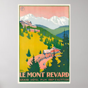 Mont Revand Skiing Alps France Vintage Travel Poster