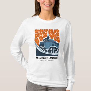 Mont Saint Michel France abstract travel floral T-Shirt