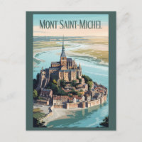 Mont-Saint-Michel France Illustration Travel Art