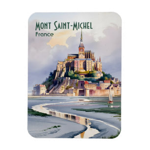 Mont Saint-Michel France Impressionist Watercolor Magnet