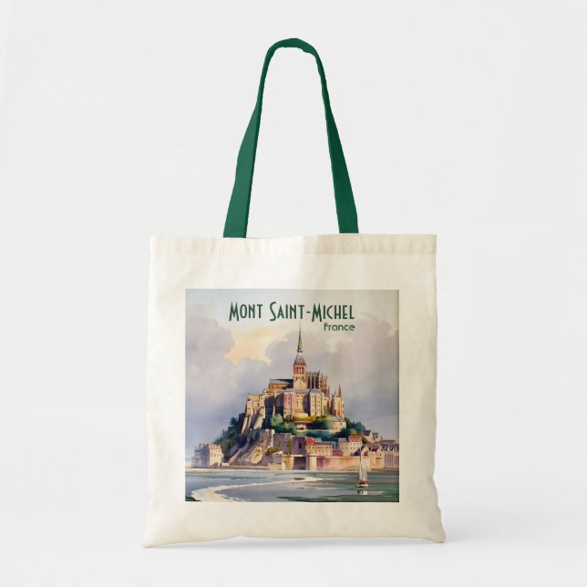 Mont Saint-Michel France Impressionist Watercolor Tote Bag (Front)