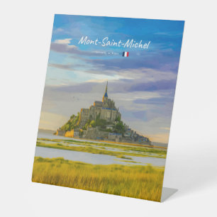Mont-Saint-Michel, France - Medieval Abbey Pedestal Sign