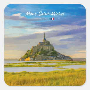 Mont-Saint-Michel, France - Medieval Abbey Square Sticker