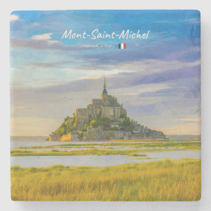 Mont-Saint-Michel, France - Medieval Abbey Stone Coaster