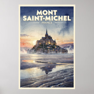 Mont Saint-Michel France Vintage Travel Poster