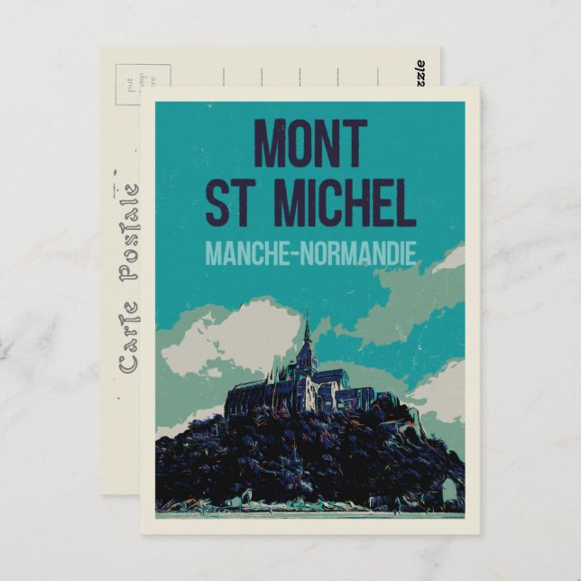 Mont Saint Michel illustration France Postcard (Front/Back)