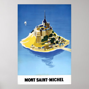 Mont Saint-Michel Travel Poster Vintage Normandy