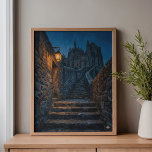 Mont Saint-Michel Twilight Lantern Art Canvas Print<br><div class="desc">Imagine the echo of your own footsteps on ancient stone as you ascend the ramparts, the salty air of the English Channel cooling the evening. This piece captures that breathless, upward gaze from the outer defensive walls of Mont Saint-Michel, where a solitary iron lantern fights back the deepening twilight. The...</div>