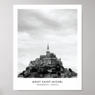 Mont SaintMichel France Black & White Travel Photo Poster