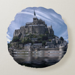 Mont St Michel Church Normandy Round Pillow