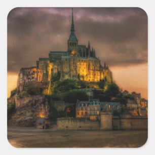 Mont St Michel Island Church Normandy Square Sticker