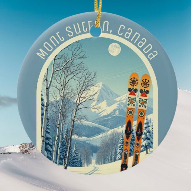 Mont Sutton Canada ski souvenir  Ceramic Ornament (Creator Uploaded)
