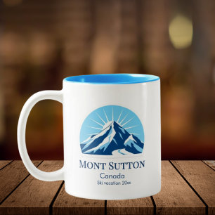 Mont Sutton Quebec  Canada ski resort souvenir Two-Tone Coffee Mug