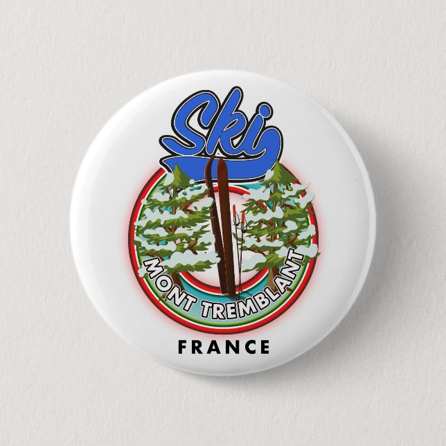 Mont Tremblant France ski travel poster 2 Inch Round Button (Front)