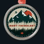 Mont-Tremblant Quebec Laurentian Mountains Canada Metal Ornament<br><div class="desc">Mont-Tremblant Quebec Vintage retro Travel designs. Mont-Tremblant is a Lake located in Canada. this Vintage Skiing design for hiking, camping or skiing . you can given it holiday's gift or birthday Vintage sunset vibe with pin trees and mountain. Display your love for the outdoors with this colourful design. Mont-Tremblant -...</div>