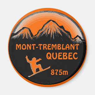 Mont Tremblant Quebec orange snowboard art magnet