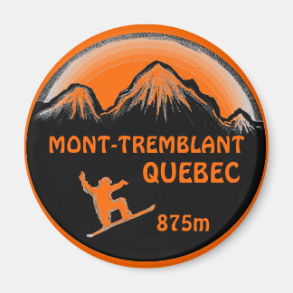 Mont Tremblant Quebec orange snowboard art magnet