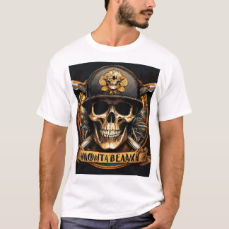 Monta Beach" Ultra-Realistic Biker Skull T-Shirt
