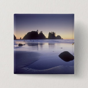 Montage of man carrying kayak, ShiShi Beach, 2 Inch Square Button