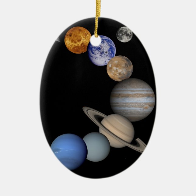 Montage of Planets in Space Ceramic Ornament (Front)