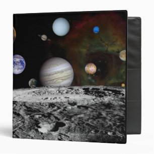 Montage of the planets and Jupiter's moons Binder