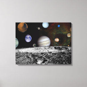 Montage of the planets and Jupiter's moons Canvas Print