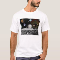 Montage of the planets and Jupiter's moons