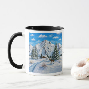Montagne enneigée mug en verre givré