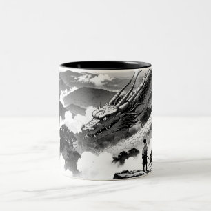 Montagne et Mug de dragon d'encre
