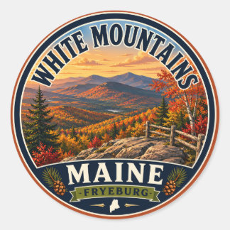 Montagnes Blanches Fryeburg Maine Autocollant Rond