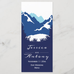 Montagnes bleues et conifères Carte menu mariage