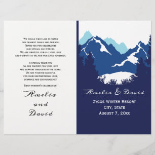 Montagnes bleues et conifères programme de mariage