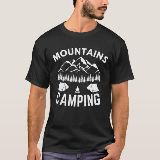 Montagnes Camping en forêt T-shirt noir extérieur