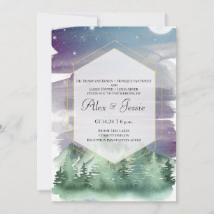 Montagnes et ciel étoilé faire-part de mariage