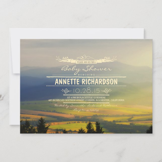 Montagnes romantiques Bébé Douche Invitations (Devant)