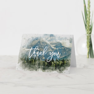 montagnes rustiques forêt mariage carte de remerci