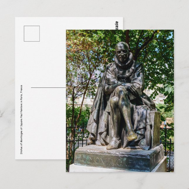 Montaigne statue at Square Paul Painleve in Paris Postcard (Front/Back)