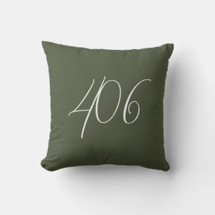 Montana 406 Green With White Area Code Throw Pillow