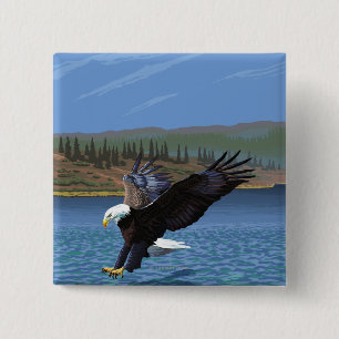 Montana -- Big Sky CountryDiving Eagle 2 Inch Square Button