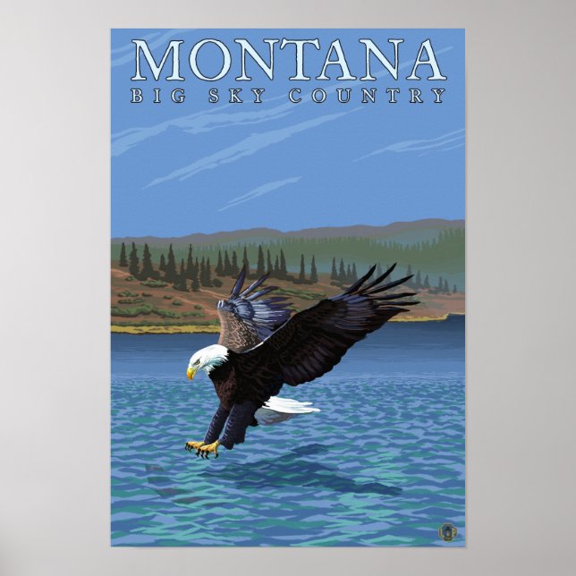 Montana -- Big Sky CountryDiving Eagle Poster (Front)