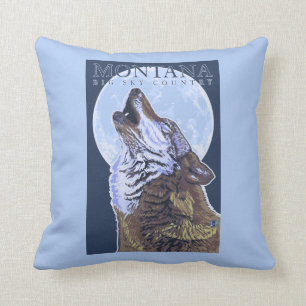 Montana -- Big Sky CountryHowling Wolf Throw Pillow