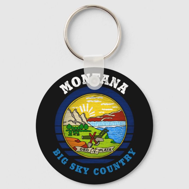 MONTANA BIG SKY STATE FLAG KEYCHAIN (Front)