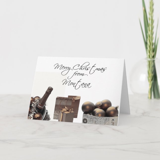 Montana   Christmas Card, state specific Holiday Card (Front)