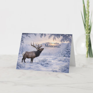 Montana Christmas Elk in the Snow Beautiful Card