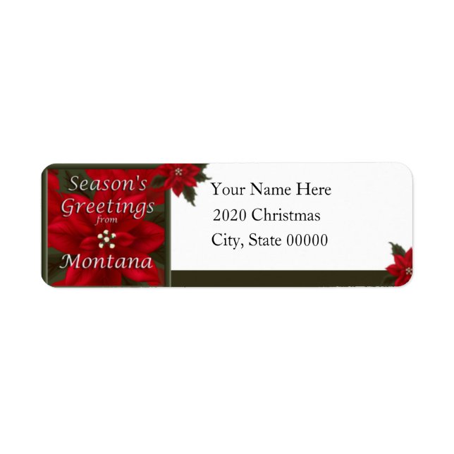 Montana Christmas Poinsettia Adresse de retour (Devant)